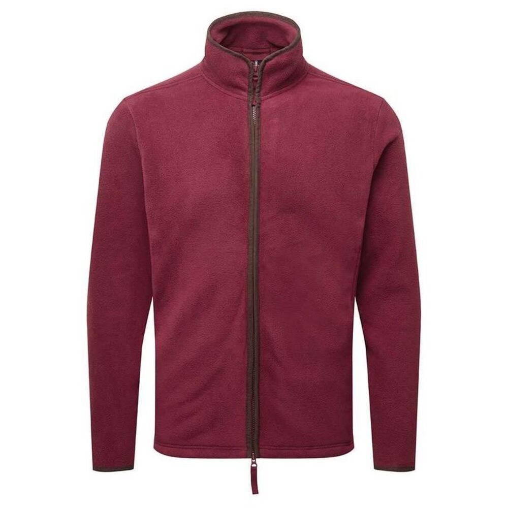 Premier Mens Artisan Fleece Jacket / Burgundy/Brown